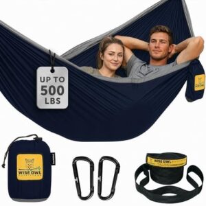 Wise Owl Outfitters Camping Hammock – up to 500lbs Portable Hammock with Tree Straps - Travel, Backpacking, Hiking, Outdoors Camping Gear - Single or Double
