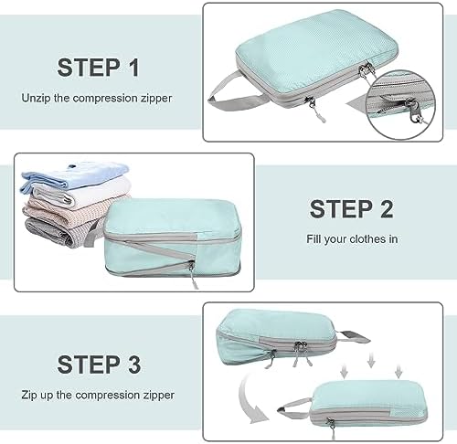 Compression Packing Cubes,4 Set Ultralight Packing Cubes for Carry on Suitcase, Travel Packing Essentials for Suitcase Organizer Bags Set, Durable Travel cubes for Luggage (Set of 4, Lake Blue) - Image 5