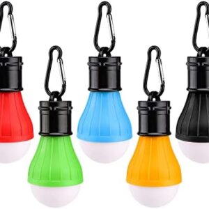 5 Pcs Camping Lights LED Tent Lights with Carabiner Clips Outdoor Mini Camping Lantern Portable LED Tent Lantern Lamp 3 Lighting Modes Hanging Light Waterproof Emergency Camping SOS Signal Light