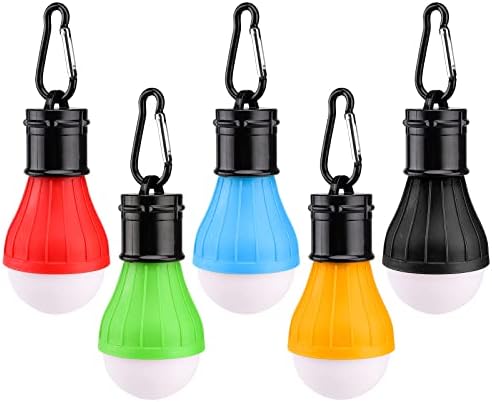 5 Pcs Camping Lights LED Tent Lights with Carabiner Clips Outdoor Mini Camping Lantern Portable LED Tent Lantern Lamp 3 Lighting Modes Hanging Light Waterproof Emergency Camping SOS Signal Light
