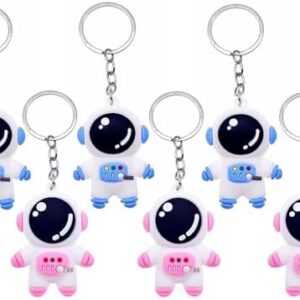 JZK 6x Astronaut keychain, cute spaceman key ring for backpack, space themed gift, kids bithday party favours giveaways thankyou gift for boys girls, classroom prize