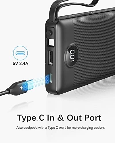 VRURC Power Bank 10000mAh with Built in Cables,Travel Battery Pack Portable Charger with 5 Outputs 2 Inputs Powerbank USB C LED Display Compatible with iPhone 17 Pro Max 17 16 15 14 13 - Image 6