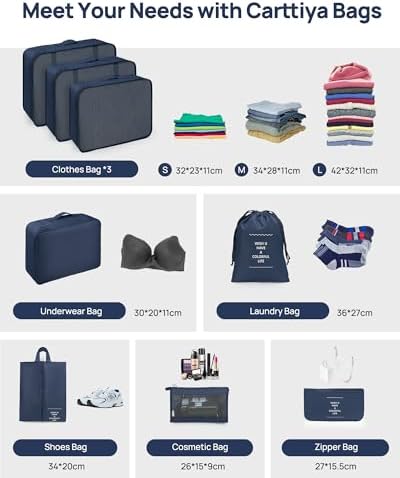 Packing Cubes for Suitcases, 8-Piece Travel Organizer, Ultralight, Breathable and Washable Packing Cube Suitable for Travel, Vacation and Camping (Blue) - Image 2