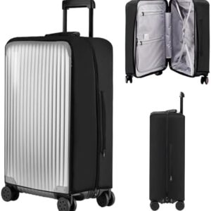 Veki Clear PVC Travel Luggage Cover, Elastic Waterproof Suitcase Cover Protector, Dustproof Protective Luggage Covers, Trolley Case Protector for Business, Travel and Daily Use (Black, 26 Inch)
