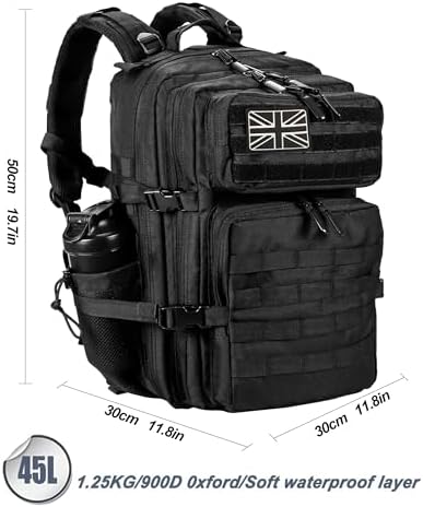 LHI Military Tactical Backpack for Men and Women 45L Large waterproof Rucksack for School, Hiking, Trekking, Hunting - Image 2