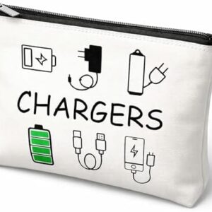 Charging Cable Organiser Bag for Travel – Waterproof Canvas Pouch with Zipper – Tech Accessories Holder & USB Gadget Storage Portable Electronics Case for Women & Men Holiday Essentials