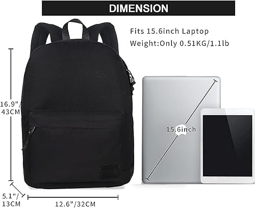 SUPACOOL Lightweight Casual Backpack for Men and Women, Water-resistant Mens backpack, Rucksack for Men, School Bag for College, School Backpack for Boys and Girls(Black) - Image 4