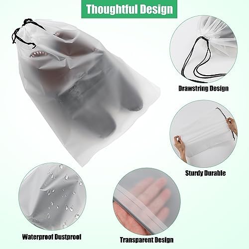 20pcs Transparent Travel Shoe Bags for Packing in Suitcase, Large 15.7x11.8 Inch Shoes Storage Packing Pouch Organizers Drawstring Shoe Bag for Storage Moving House for Men Women - Image 3