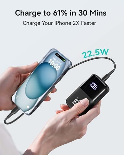 INIU Power Bank, Ultra Compact 10000mAh 22.5W Fast Charging Portable Charger, Flight-Safe Travel USB C External Phone Battery Pack with LED Display & Stand for Xiaomi iPhone 17 Samsung S26 Google etc - Image 4