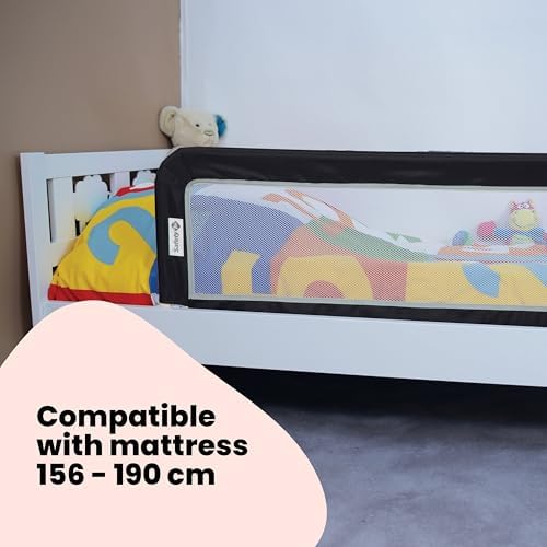 Safety 1st Portable Bed Rail, 106 x 42cm,Foldable Bed Guard for Toddler Bed, 18 Months – 5 Years, Portable Travel Bed Guard, Mesh Fabric, Easy to Install, Automatic Lock, Easy to Transport, Dark Grey - Image 3