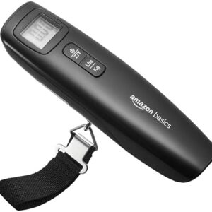 Amazon Basics Digital Luggage and Suitcase Scale with Tare Function - 110 Pound / 50 Kilogram Capacity, Battery Included, Black