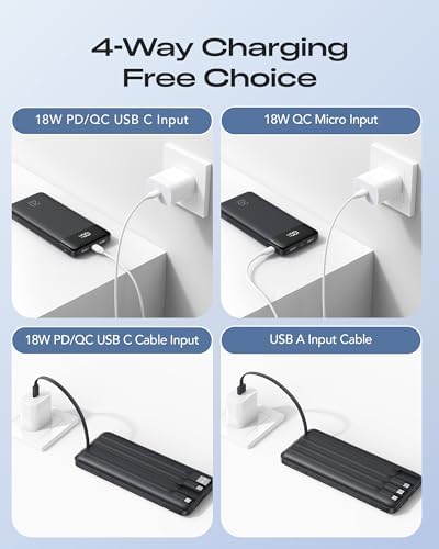 Orfeika 20000mAh Power Bank with 4 Built-in Cables, 20W Fast Charging Portable Charger, LED Display Battery Pack, Quick Charge for iPhone, Galaxy, iPad, Android & More - Image 8