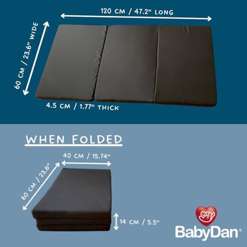 BabyDan Extra Thick Foldable Travel Cot Mattress, 60x120x4.5 cm, Black - Perfect for weekends and vacations - Image 2