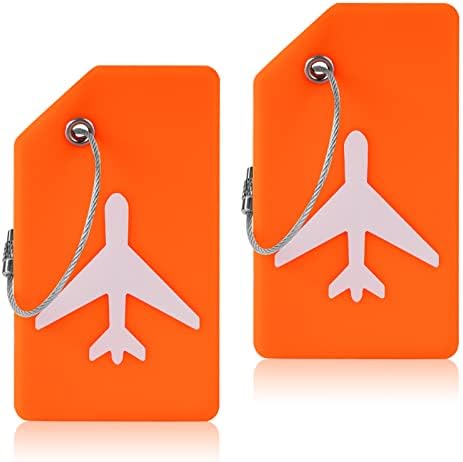 Flintronic 2 PCS Luggage Tags, Silicone Baggage Labels, Suitcase ID Tag Set, Handbag Tag Labels Travel Accessories for Checked Luggage, Hand Luggage and Handbags - Orange - Image 8