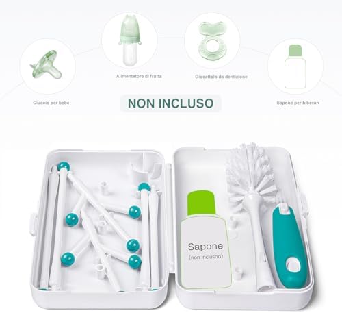 Termichy Baby Bottle Drying Rack on the Go with Brushes, Drying Rack for Bottles, Grey Teats, BPA Free (Teal) - Image 4