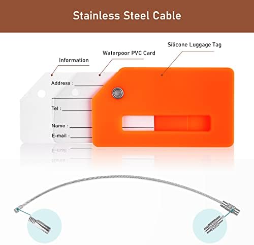 Flintronic 2 PCS Luggage Tags, Silicone Baggage Labels, Suitcase ID Tag Set, Handbag Tag Labels Travel Accessories for Checked Luggage, Hand Luggage and Handbags - Orange - Image 4