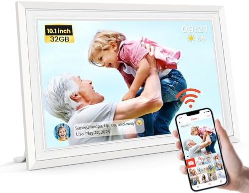 Frameo WiFi Digital Photo Frame 10.1 Inch - 1280x800 HD IPS Touch Screen Picture Frame Electronic, 32GB Memory, Auto Rotate, Wall Mountable, Digital PictureFrame for Sharing Photos and Videos