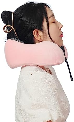 Memory Foam Travel Pillow, Neck Pillow with 360-Degree Head Support, Comfortable and Lightweight, Ideal for Sleeping on Airplane, Car, Train, Bus and Home Use, Comes with Storage Bag (Pink) - Image 8