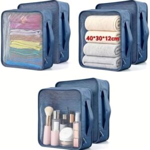 6 PCS Large Packing Cubes, Lightweight Luggage Packing Organizers Cubes | Same size 40x30x12cm Suitcase organiser bags | Double zip | Lightweight breathable material | Ideal for trave & home - Navy