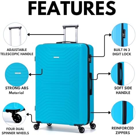 55x35x20 Cabin Suitcase Carry on Suitcase Hard Shell Hand Luggage Cabin Bag Case Approved For Ryanair EasyJet 2 Small Fits 8kg 10kg 35 Litre Capacity + 3 Digit Lock + Telescopic Handle Cabin Luggage - Image 2