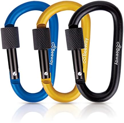 BEEWAY Locking Carabiner, Premium Aluminum Alloy D-Ring Carabiners Key Chain Clip Hook for Camping, Hiking, Traveling, Fishing, Backpack - Image 2