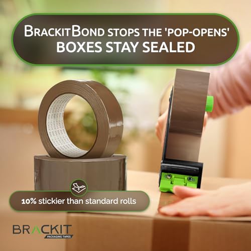 brackit Packing Tape with Dispenser, Brown 48mm x 66m, Pack of 6 Rolls – Strong Heavy Duty Packing Tape for Regular Use or Moving – Easily Seals Your Parcels and Boxes - Packaging Tape Dispenser - Image 5