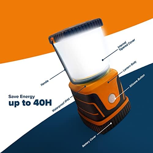 Wyldness LED Camping Lantern β 1500 lm Camping Light Lamp, Up to 40 Hours Battery (D Size), Perfect Emergency Survival Kit Gear, Tough, Sturdy, Suited for Night Time Trips, Hiking, Camp - Orange - Image 2