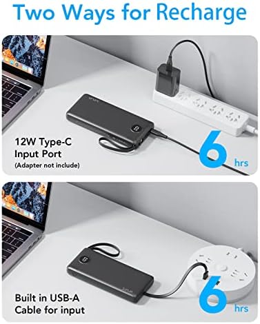 VRURC Power Bank 10000mAh with Built in Cables,Travel Battery Pack Portable Charger with 5 Outputs 2 Inputs Powerbank USB C LED Display Compatible with iPhone 17 Pro Max 17 16 15 14 13 - Image 8