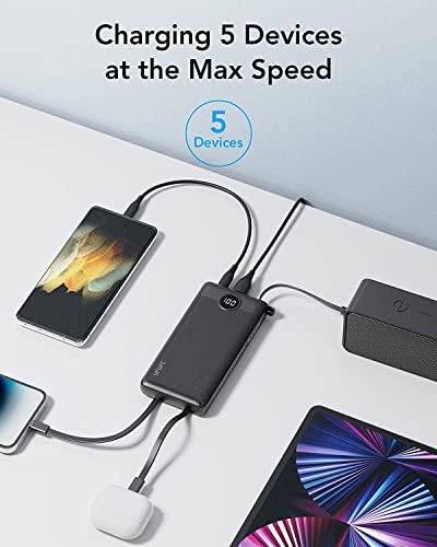VRURC Power Bank 10000mAh with Built in Cables,Travel Battery Pack Portable Charger with 5 Outputs 2 Inputs Powerbank USB C LED Display Compatible with iPhone 17 Pro Max 17 16 15 14 13 - Image 4
