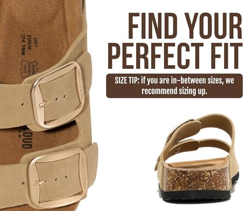 Projects Clouds Genuine Leather Flat Sandals for Women 2025 Comfortable Beach Necessities Women's Sandals Memory Foam Holiday Necessities Slides for Women Shoes (Santorini) - Image 5