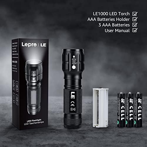 LE LED Torch Battery Powered, LE1000 Super Bright Hand Flashlight, Adjustable Focus, Water Resistant, Lightweight Small Torch for Power Cut, Camping, Dog Walking, Gift for Kids Men Dad Him Elderly - Image 8