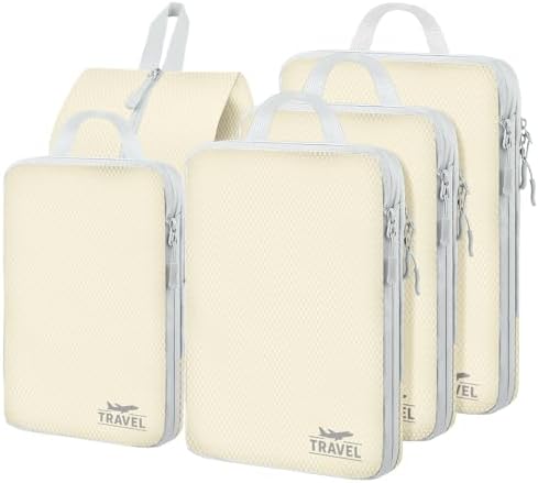 Compression Packing Cubes for Travel, Travel Essentials Luggage Organizer bags for Suitcase, Durable Compression Travel Packing Cubes for Carry on Backpack
