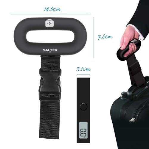 Salter Digital Luggage Scale, 40 Kg | Easy-grip handle, clip strap fastening, LCD digital display, compact portable design, battery included, 0.1 g increments - Image 6