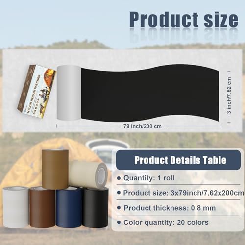 Nylon Repair Patches Nylon Repair Tape Nylon Fabric Patch Self Adhesive Outdoor Camping Gear Nylon Repair Kit for Tent, Umbrella, Down Jackets, Sleeping Bag, Knapsack - Image 2