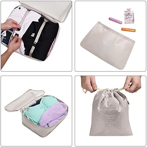OSDUE Packing Cubes for Suitcases, 6 PCS Travel Luggage Packing Organizers Waterproof Travel Essentials Bag Accessories, Clothes Cosmetics Toiletries Storage Bags, Beige - Image 3
