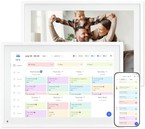 10.1 Inch WiFi Digital Calendar, Smart Touchscreen Interactive Display for Family Schedules Chore Chart, Meal Planner, To Do List, Smart Sync Switchable Digital Photo Frame w/Desk Stand