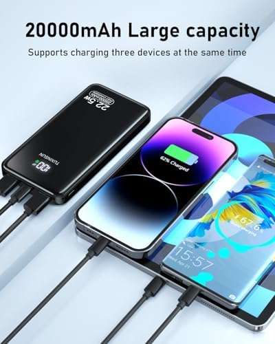 POWER BANK 20000mAh PD20W Fast Charging USB C 22.5W Portable Charger Powerbank with LCD Display Battery Pack for Smartphones Smartwatch Travel Camping Outdoor etc - Image 4