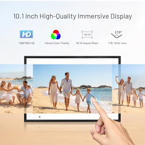 AEEZO Digital Photo Frame WiFi, 32GB 1280 * 800 IPS Touchscreen, Sleep Mode, Electronic Photo Frame, Quick Remote Upload of Videos and Photos via AiMOR Software(Black) - Image 3