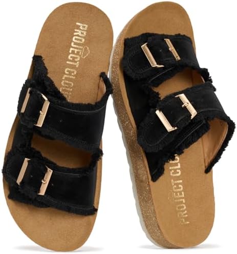 Project Cloud Comfortable Sandals Women - Lightweight with Plush & Soft Insole Buckle Womens Sandals - Non Slip and Durable Fashion Platform Frayed Sandal for Women 2026 (LIGHT)