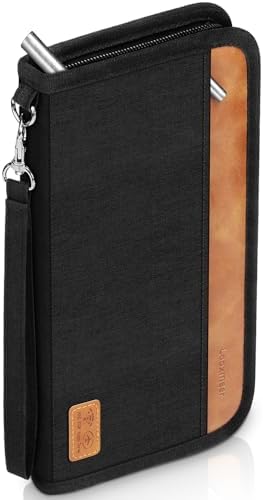Travel Wallet, Family Passport Holder, RFID Blocking Travel Accessories Document Organiser for Tickets, Cards, Cash, Pen, Key, Waterproof Cover Holiday Essentials Case for Man & Woman