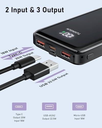 POWER BANK 20000mAh PD20W Fast Charging USB C 22.5W Portable Charger Powerbank with LCD Display Battery Pack for Smartphones Smartwatch Travel Camping Outdoor etc - Image 3