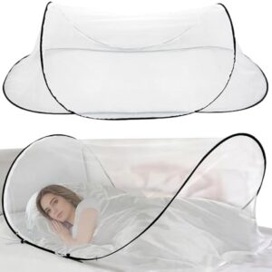 Foldable Mosquito Net, Ultra Light Pop up Mosquito Net, Portable Portable Camping Tent with Zip, Easy & Fast Installation, Travel Mosquitonet for Home Outdoor Camping (White)
