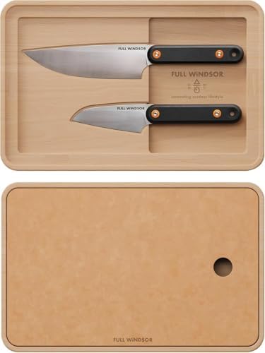 FULL WINDSOR - MagKnives Magnetic Camping Chopping Board and Knife Set - Portable Camping Kitchen Prep Kit with 2 Wood Cutting Boards, 6" Chef Knife, 3.5" Utility Knife, Carry Bag for Outdoor Cooking