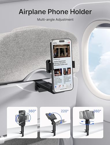 JSAUX Airplane Travel Essentials, Airplane Phone Holder, Travel Accessories for Flying,360 Degree Rotation Phone Holder, Hands-free for Plane Flying - Image 2