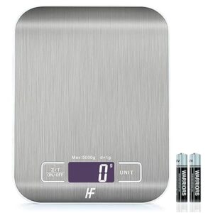 HomeFashion 5kg 1g 11lb Digital Kitchen Scales Food Scale with stainless steel Platform Electronic Cooking Backlit LCD Display Multifunction for Home and Office Use
