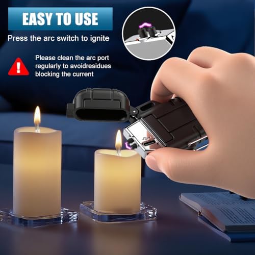 Electric Lighter Rechargeable USB C, Electronic Plasma Arc Lighter Waterproof and Windproof Weatherproof for Camping Hiking Survival, Portable Black Lighters Gifts for Men - Image 6