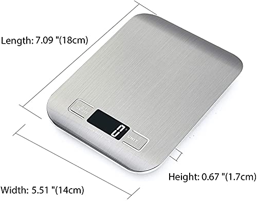 HomeFashion 5kg 1g 11lb Digital Kitchen Scales Food Scale with stainless steel Platform Electronic Cooking Backlit LCD Display Multifunction for Home and Office Use - Image 5