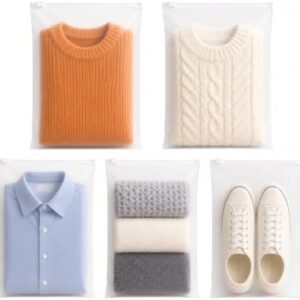Reusable Ziplock Storage Bags for Travel, Waterproof Zip Organiser Bags for Clothes, Shoes, Cosmetics, Frosted Packing Pouches for Baby Essentials, 30pcs 30x40cm