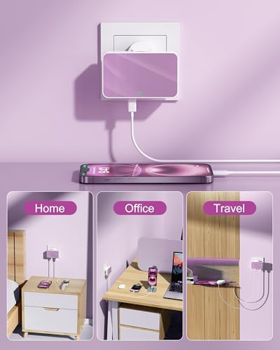 USB C Charger Plug UK 4 Port,45W Travle Plug Adapter with 2 USBC and 2 USB A Ports, Multiport Fast Wall Charger for iPhone, Samsung Galaxy, iPad, Android Phones(Purple, 30W 2C2A) - Image 6