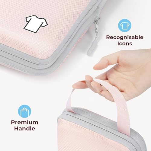 Samfolk Compression Packing Cubes for Suitcases Packing Cubes Compression Set Waterproof Suitcase Organiser Bags for Travel Suitcase Luggage Packing Organizer Bags Travel Essentials Pink 8 Set - Image 4